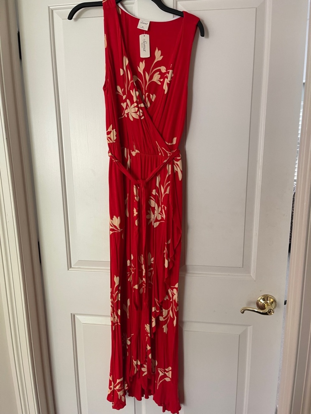 Soma Red Maxi Dress with Cream Floral Print